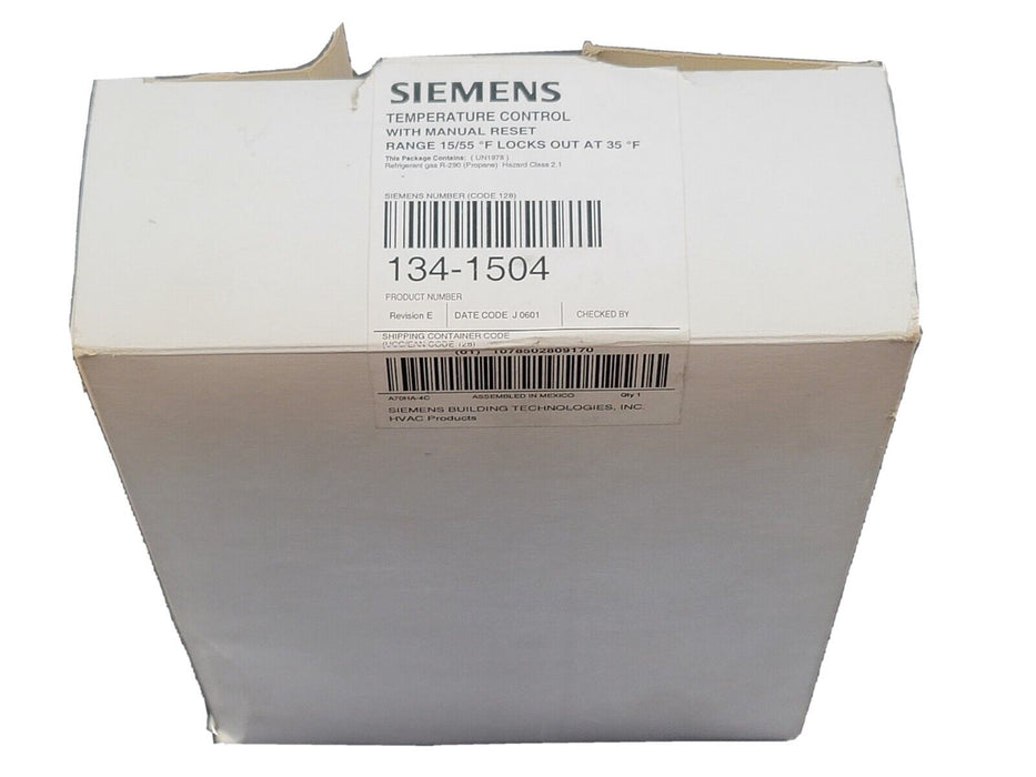 NIB SIEMENS 134-1504 TEMPERATURE CONTROL 1341504 W/ MANUAL RESET