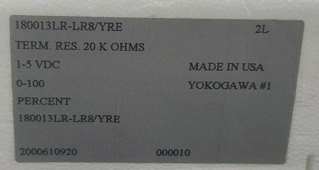 NEW IN BOX YOKOGAWA 180013LR-LR8/YRE VOLTAGE METER 1-5VDC 0-100 PERCENT