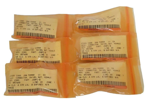 LOT OF 6 NEW SSP JS8FC-B CONNECTORS SWIVEL NUT, FEMALE BRASS JS8FCB