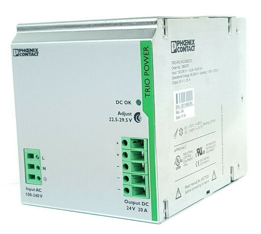 PHOENIX CONTACT TRIO-PS/1AC/24DC/20 POWER SUPPLY 2866381 OUTPUT: 24 V DC/20 A