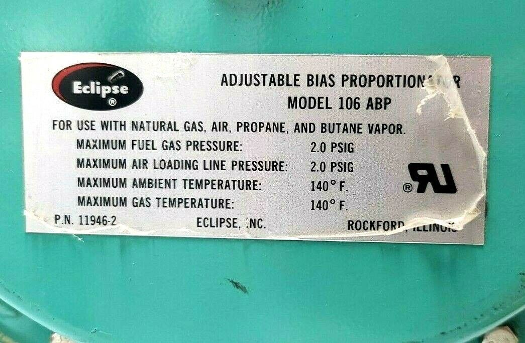 NEW ECLIPSE 106 ABP ADJUSTABLE BIAS PROPORTIONATOR VALVE 1-1/2" NPT P/N 11946-2