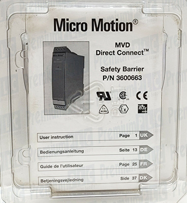 NEW MICRO MOTION 3600663 SAFETY BARRIER MVD DIRECT CONNECT MODULE 24VDC