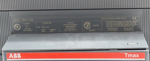 NEW ABB SACE T6H-D 800 CIRCUIT BREAKER 536849P2 3 POLE T6HD800