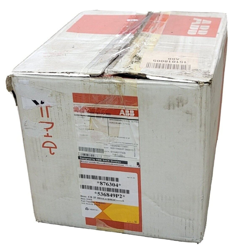 NIB ABB SACE T6H-D 800 CIRCUIT BREAKER 536849P2 3 POLE T6HD800