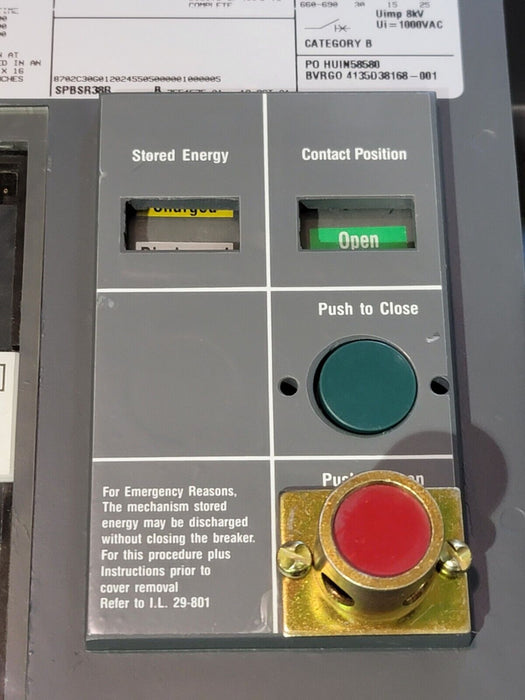 NEW CUTLER HAMMER SPB 50 CIRCUIT BREAKER SPBSR38R 800A DIGITRIP RMS 510 S55LSG