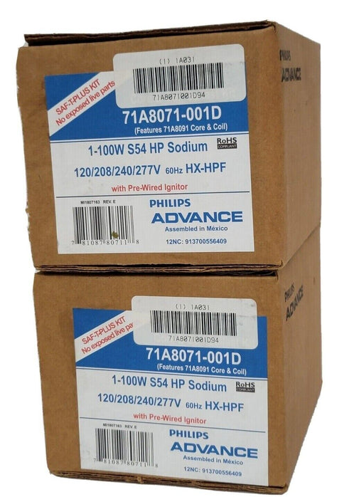 LOT OF 2 NIB PHILIPS ADVANCE 71A8071-001D CORE AND COIL BALLAST KITS 1-100W