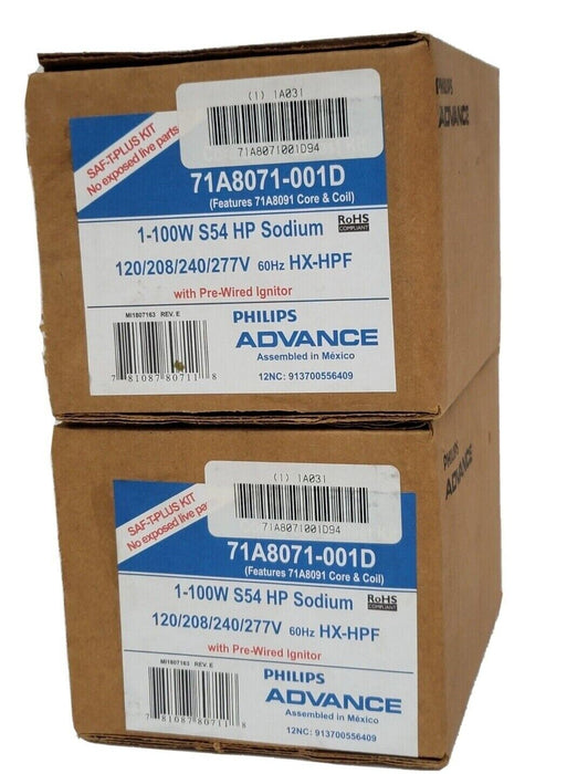 LOT OF 2 NIB PHILIPS ADVANCE 71A8071-001D CORE AND COIL BALLAST KITS 1-100W