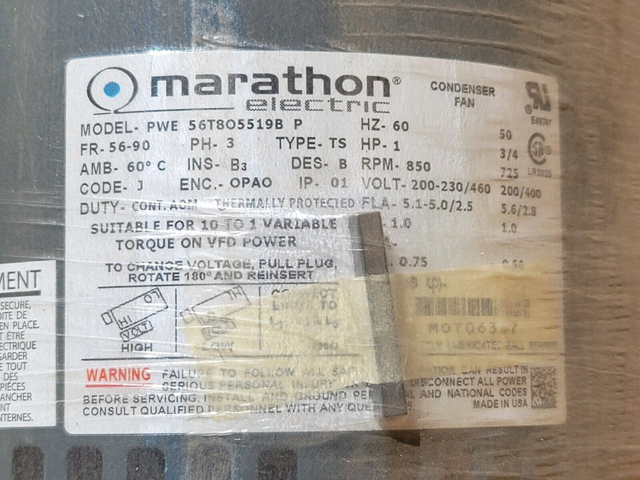 NEW MARATHON ELECTRIC 056T8O5519 1-3/4HP MOTOR PWE 56T805519B P