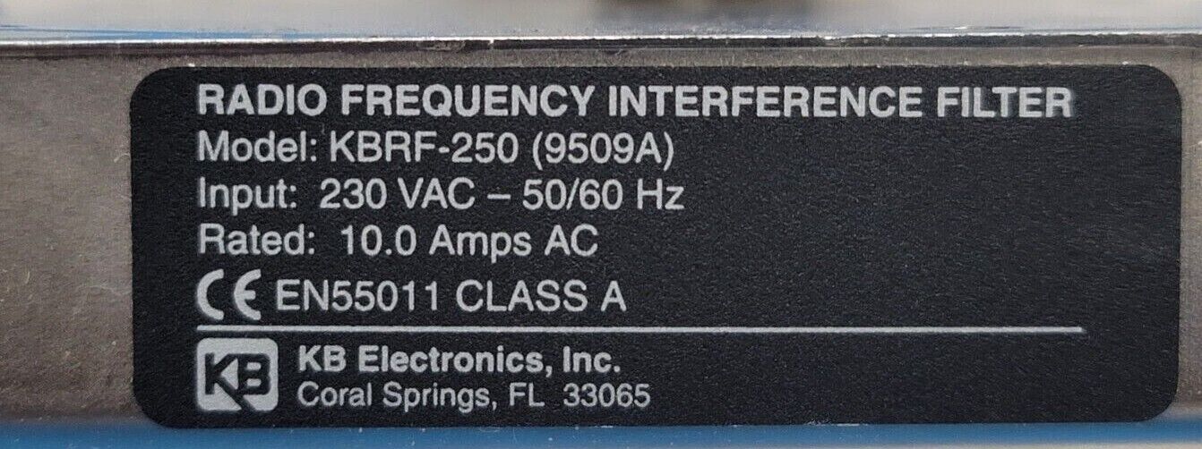 NIB KB ELECTRONICS KBRF-250 (9509A) RADIO FREQUENCY INTERFERENCE FILTER