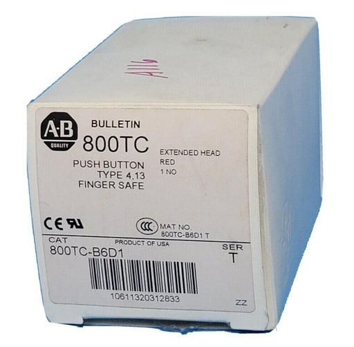 NEW ALLEN BRADLEY 800TC-B6D1 /T FINGER SAFE PUSH BUTTON 800TCB6D1