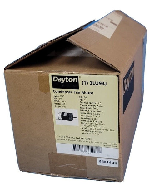 NIB DAYTON 3LU94J CONDENSER FAN MOTOR TYPE: PSC HP: 1/4 RPM: 1075 PH: 1