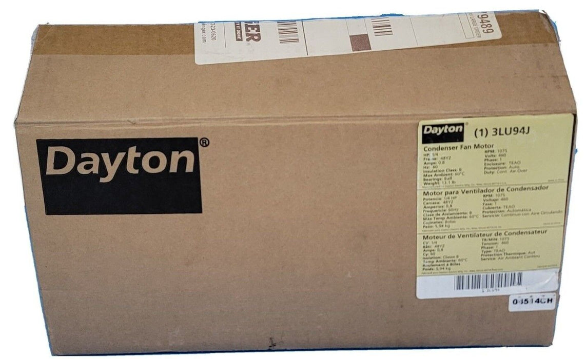 NIB DAYTON 3LU94J CONDENSER FAN MOTOR TYPE: PSC HP: 1/4 RPM: 1075 PH: 1