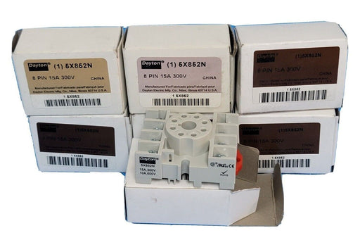 LOT OF 5 NEW DAYTON 5X852N RELAY SOCKETS 8-PIN 15A 300V