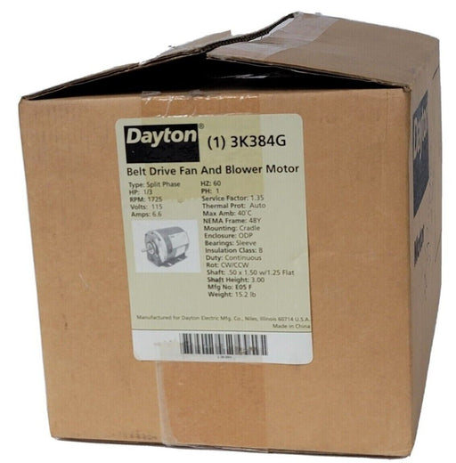 NEW DAYTON 3K384G BELT DRIVE FAN AND BLOWER MOTOR 1/3HP 60Hz 1725RPM