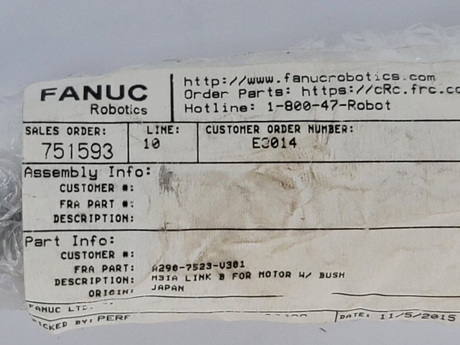 NEW FANUC A290-7523-V301 M3IA LINK B FOR MOTOR W/ BUSH A2907523V301