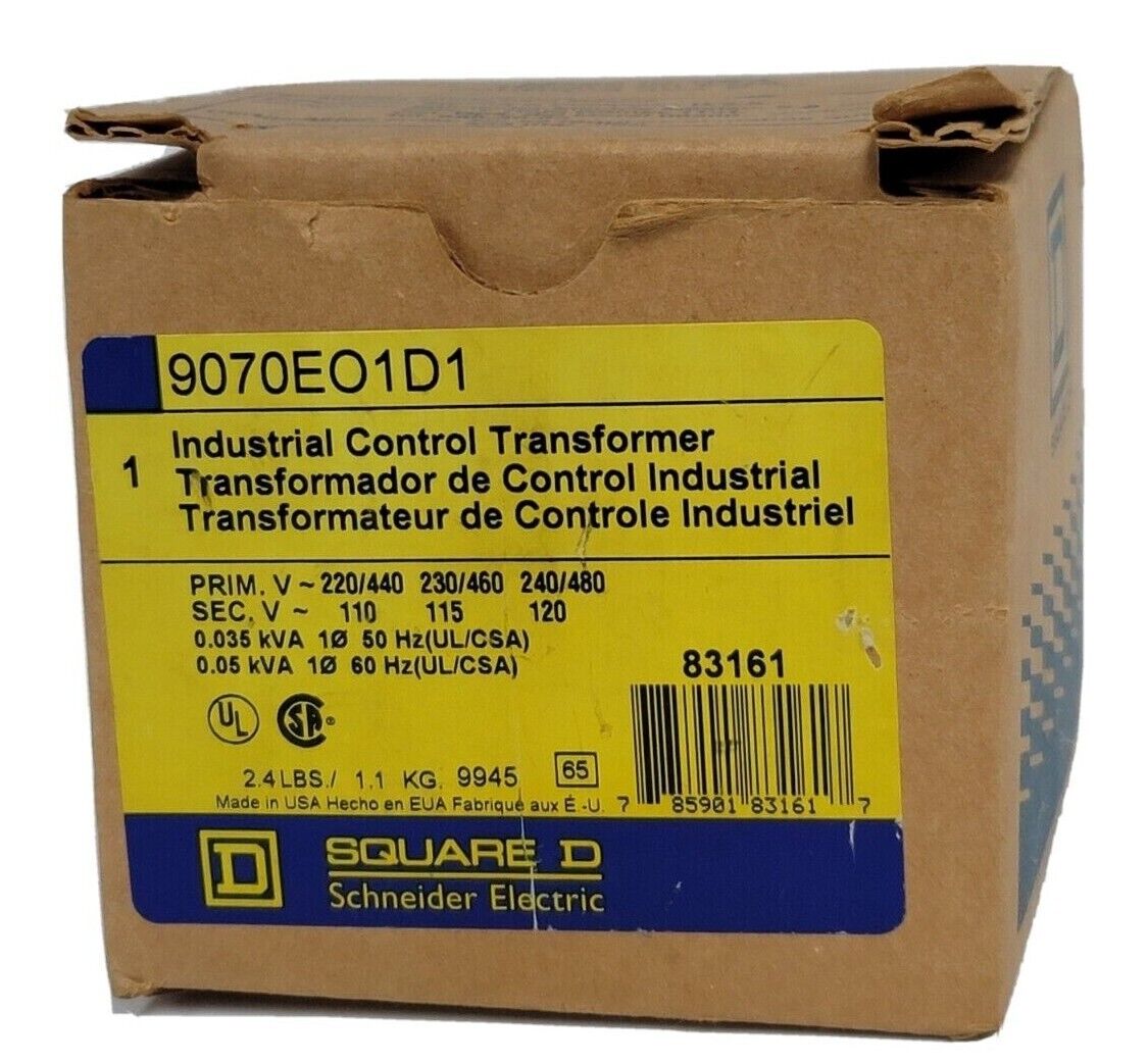 NEW SQUARE D 9070EO1D1 INDUSTRIAL CONTROL TRANSFORMER 50/60Hz 220-240/440-480V