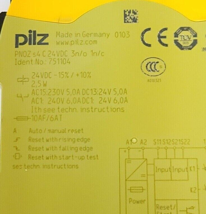 PILZ PNOZ S4 C 24VDC 3n/o 1n/c STANDALONE SAFETY RELAY 751104 PNOZS4C