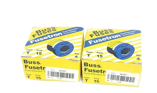 LOT OF 8 NIB BUSS FUSES TYPE T FUSETRON FUSES 15AMP