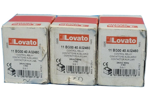 LOT OF 3 NEW LOVATO 11 BG00 40 A02460 CONTROL RELAY 24VAC 60Hz 11BG0040A02460