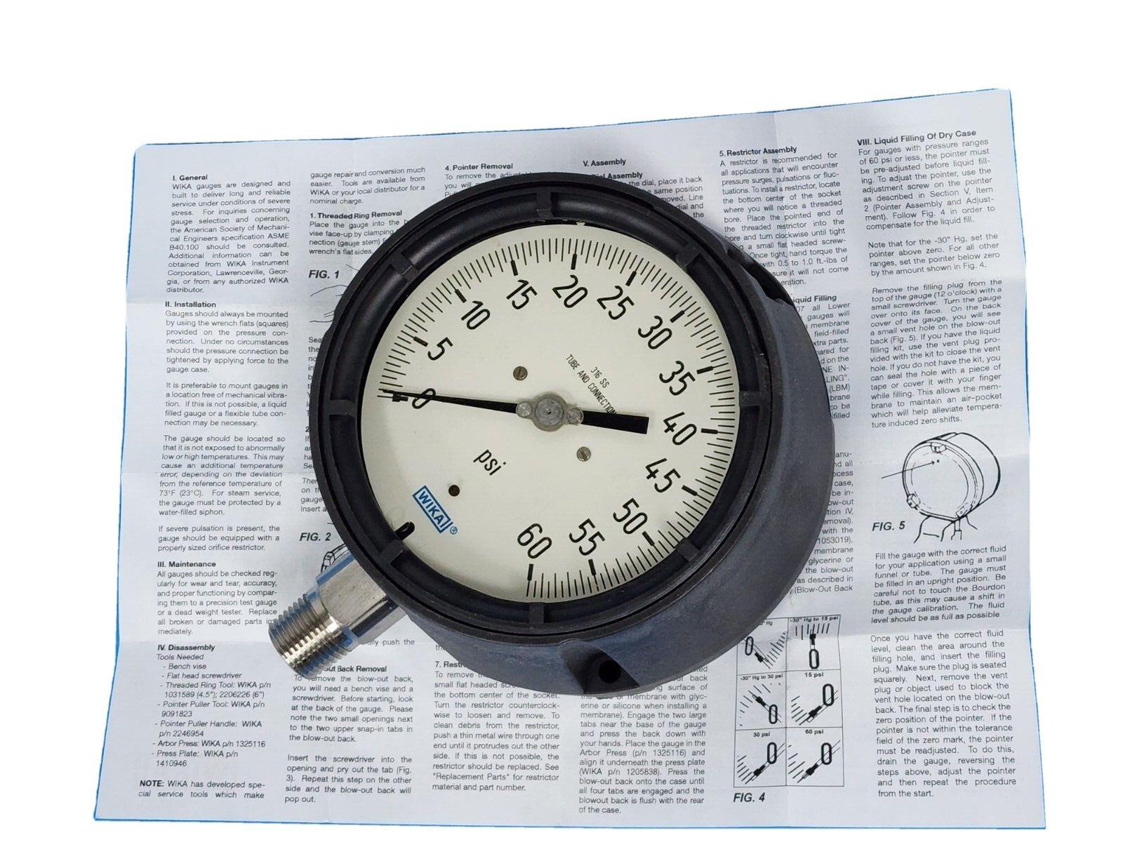 NEW WIKA 233.34 4.5'' / 2333445 PRESSURE GAUGE 60PSI 1/2''NPT 9834006