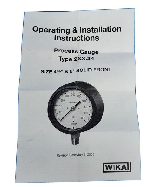 NEW WIKA 233.34 4.5'' / 2333445 PRESSURE GAUGE 60PSI 1/2''NPT 9834006