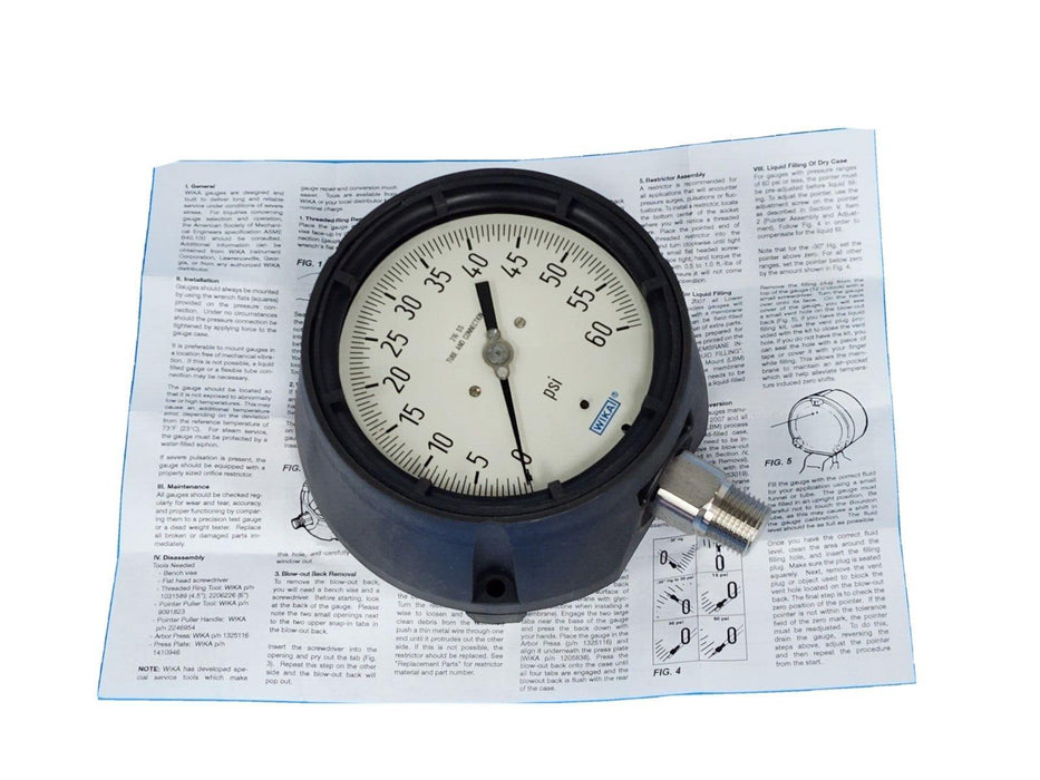 NEW WIKA 233.34 4.5'' / 2333445 PRESSURE GAUGE 60PSI 1/2''NPT 9834006