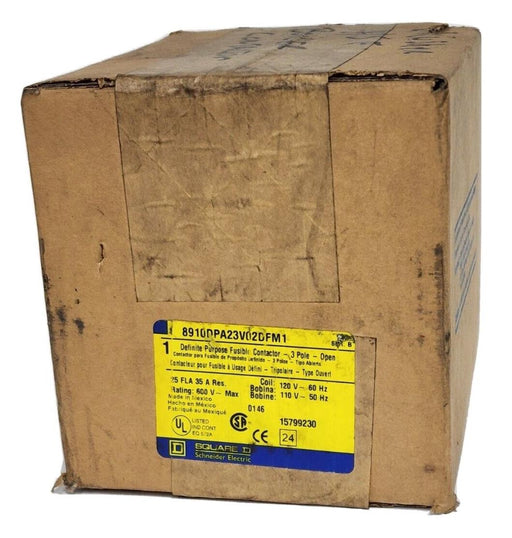 NEW SEALED SQUARE D 8910DPA23V02DFM1 /B FUSIBLE CONTACTOR 3P OPEN 600V