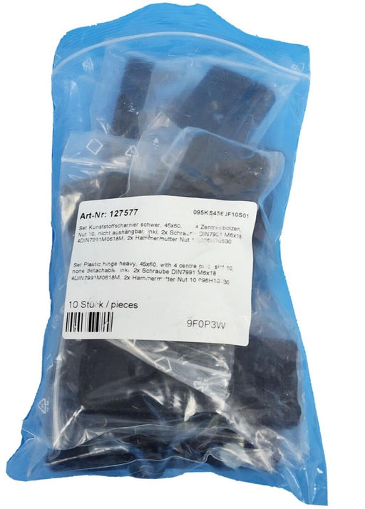 LOT OF 10 NEW KUNSTSTOFFSCHARNIER SCHWER 095KS4560F10S01 45X60 HINGES 127577