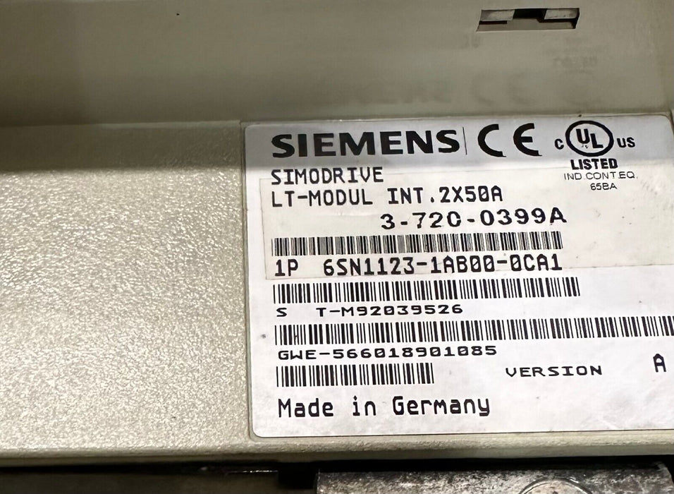 SIEMENS 6SN1123-1AB00-0CA1 / 6SN11231AB000CA1 SIMODRIVE POWER MODULE INT 2X50A