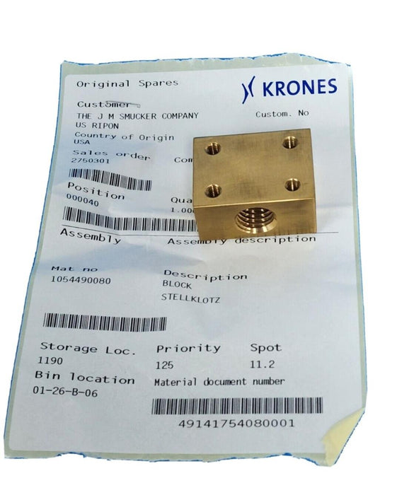 NEW KRONES 1-054-49-008-0 BLOCK 1054490080