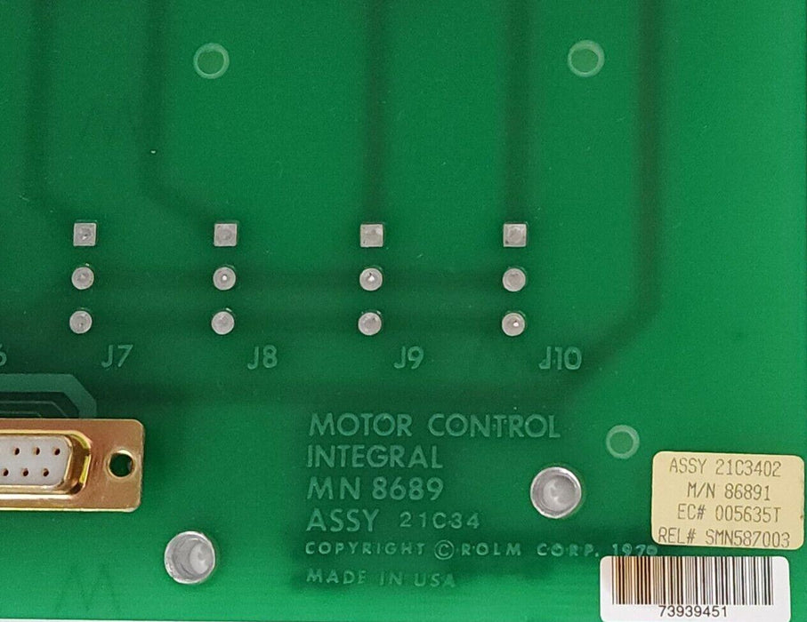 ROLM CORP. ASSY 21C3402 MOTOR CONTROL INTEGRAL BOARD MN 8689, M/N 86891