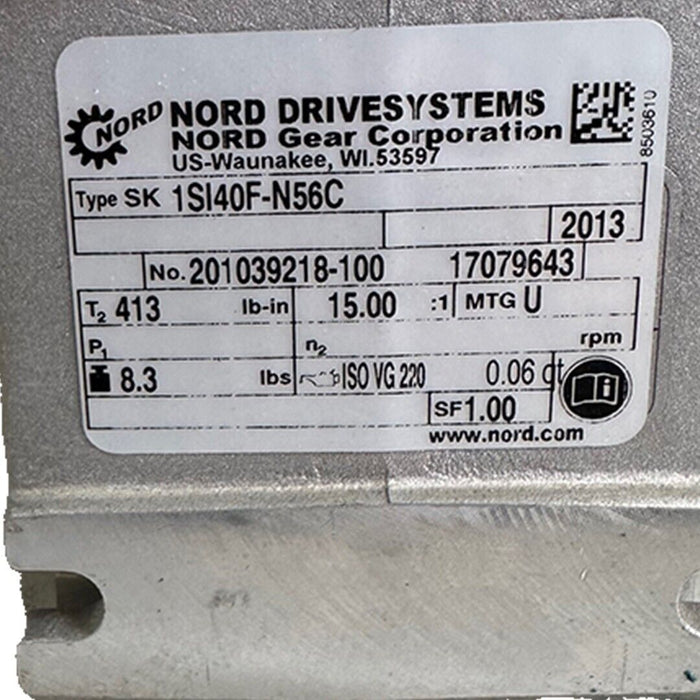 NEW NORD DRIVE SYSTEMS SK 1SI40F-N56C / SK1SI40FN56C GEAR REDUCER 15:1 RATIO