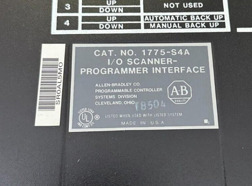 ALLEN BRADLEY 1775-S4A /A I/O SCANNER-PROGRAMMER INTERFACE 1775S4A