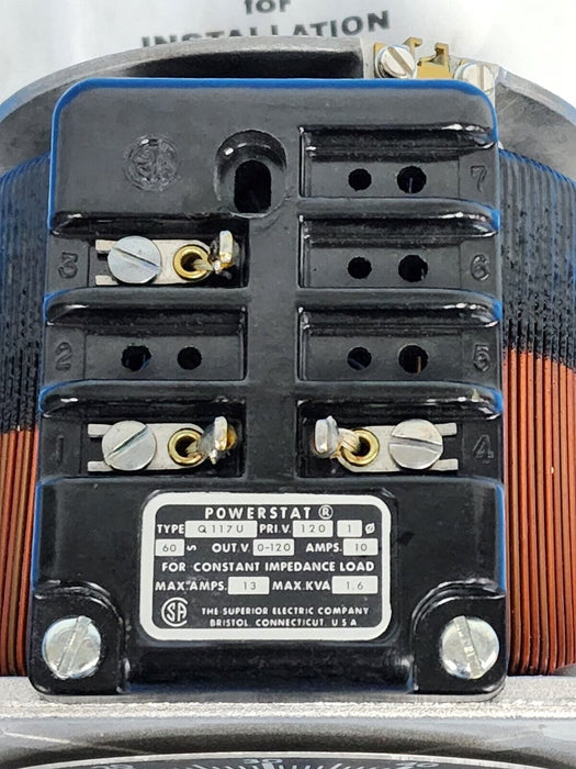 NEW SUPERIOR ELECTRIC Q117U POWERSTAT VARIABLE TRANSFORMER 1.6kVA 13A MAX