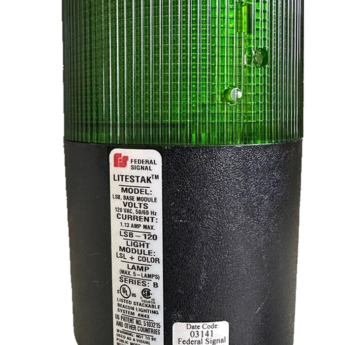 FEDERAL SIGNAL LSB-120 / LSB120 LITEESTAK BASE MODULE W/ GREEN AND AMBER STACKS