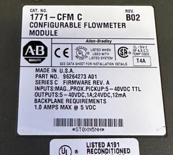 NEW ALLEN BRADLEY 1771-CFM /C CONFIGURABLE FLOWMETER MODULE REV. B02 1771CFM