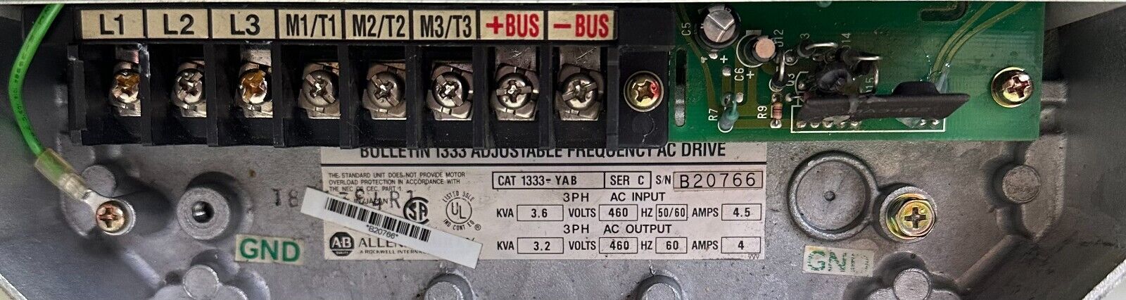 ALLEN BRADLEY 1333-YAB /C ADJUSTABLE FREQUENCY AC DRIVE 3.6kVA 460V 1333YAB