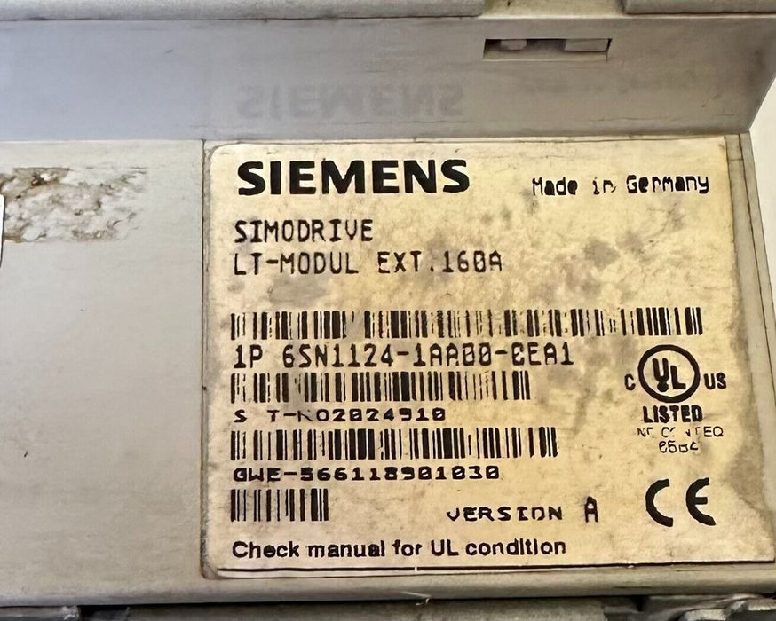 SIEMENS 6SN1124-1AA00-0EA1 / 6SN11241AA000EA1 SIMODRIVE LT-MODUL EXT. 160A V. A