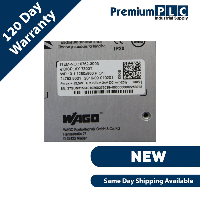 NEW WAGO 762-3003 / 7623003 10.1" e!DISPLAY 7300T SERIES WEB PANEL TOUCHSCREEN