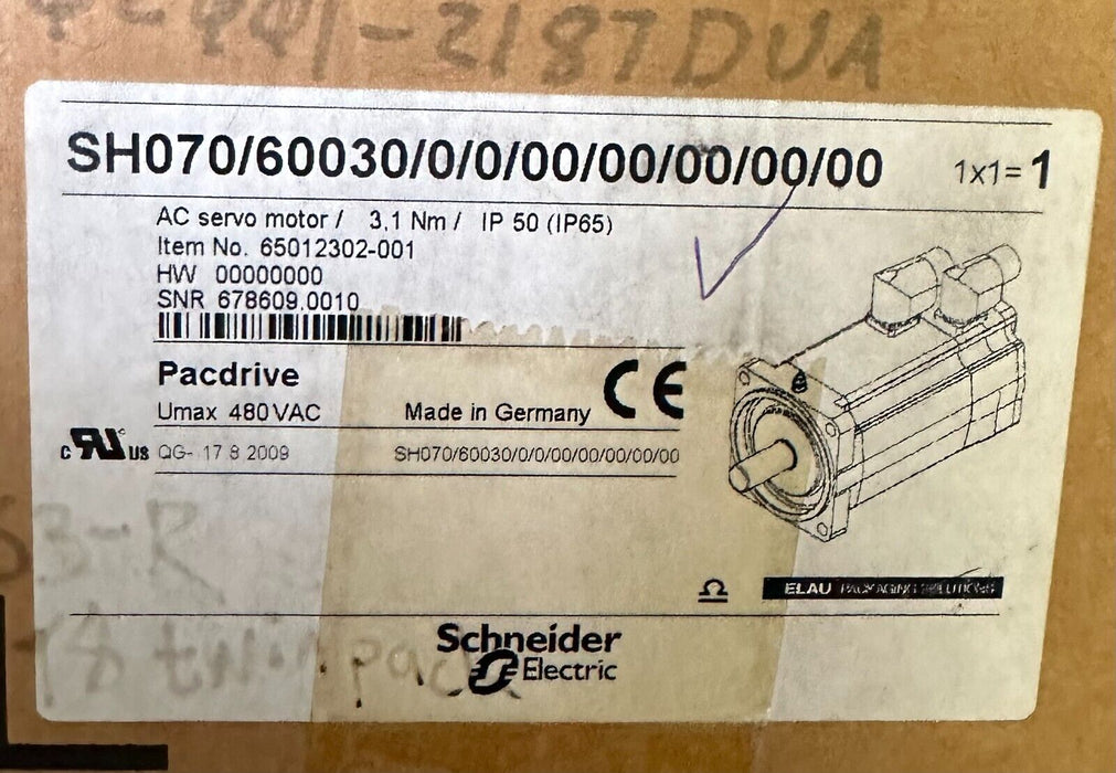 SCHNEIDER SH070/60030/0/0/00/00/00/00/00 PacDrive SERVO MOTOR SH30703P01A2000