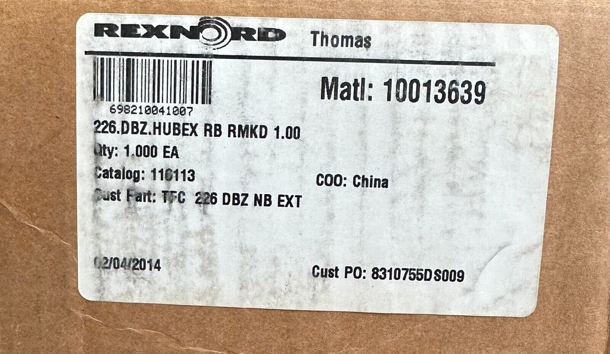 NEW REXNORD THOMAS 226.DBZ.HUBEX RB RMKD 1.00'' DISC COUPLING HUB 116113