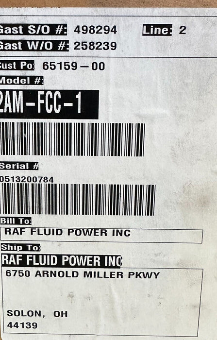 NEW IDEX GAST 2AM-FCC-1 / 2AMFCC1 AM SERIES LUBRICATED AIR MOTOR 3/4HP 3000RPM