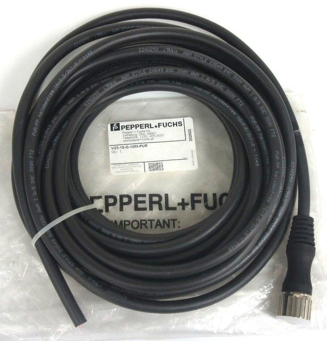 NEW PEPPERL+FUCHS V23-19-G-10M-PUR FEMALE CORDSET M23 19-PIN PUR CABLE 202033
