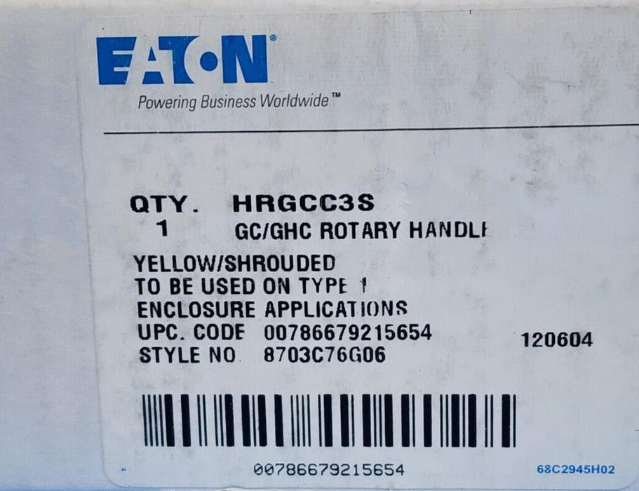 NIB EATON CUTLER HAMMER HRGCC3S GC/GHC ROTARY HANDLE 8703C76G06