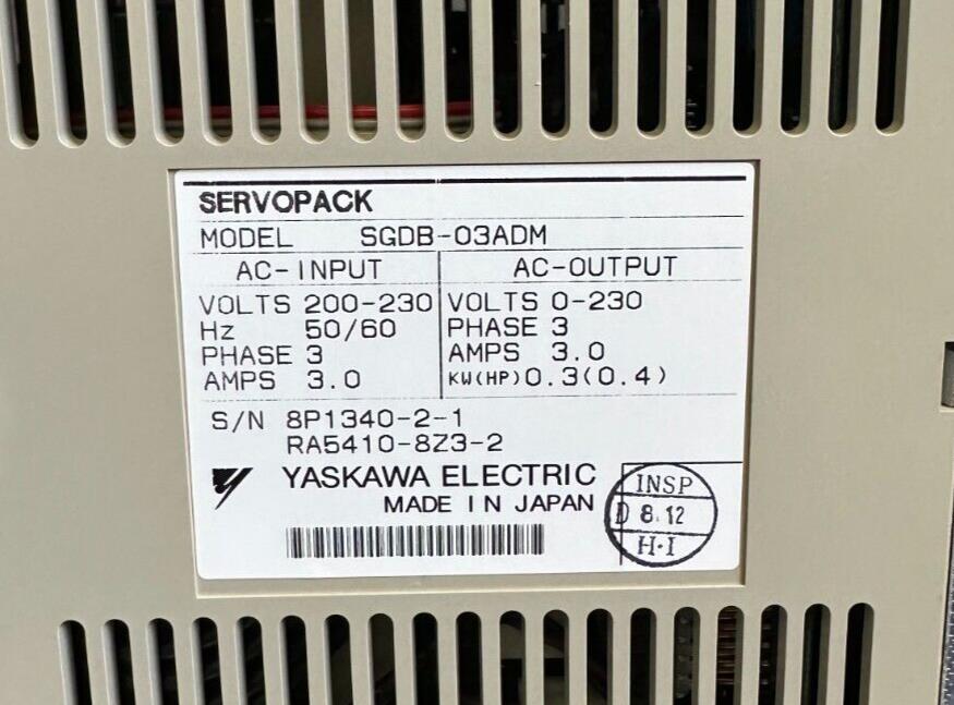 NEW YASKAWA SGDB-03ADM / SGDB03ADM SERVOPACK DRIVE 200-230VAC 3A 50/60Hz 3-PH