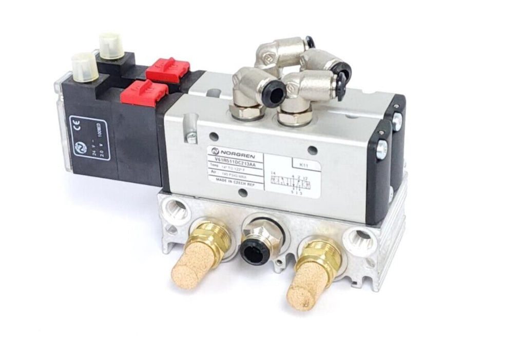 LOT OF 2 NEW NORGREN V61R511DC213AA VALVES WITH MANIFOLD ASSEMBLY