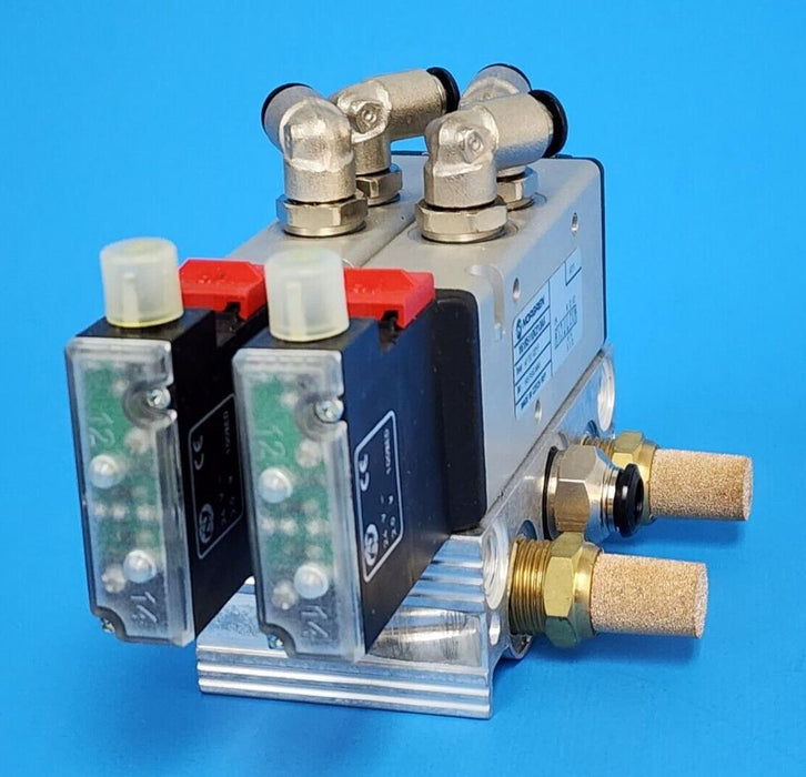 LOT OF 2 NEW NORGREN V61R511DC213AA VALVES WITH MANIFOLD ASSEMBLY