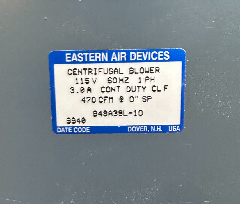 EASTERN AIR DEVICES B48A39L-10 / C39ABE-7 MOTOR & BLOWER ASSEMBLY 115V 60Hz 1PH