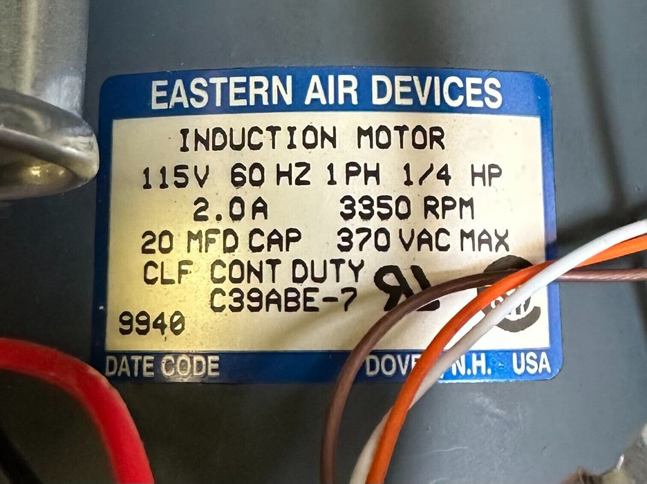 EASTERN AIR DEVICES B48A39L-10 / C39ABE-7 MOTOR & BLOWER ASSEMBLY 115V 60Hz 1PH