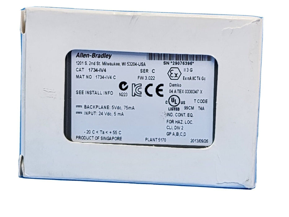 NIB ALLEN BRADLEY 1734-IV4 SER. C I/O MODULE FW: 3.022